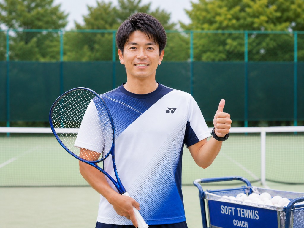 ソフトテニスでチーム練習する選手たち